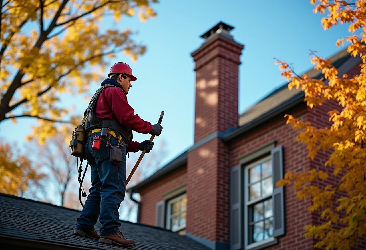 Chimney sweep at work in Potomac
